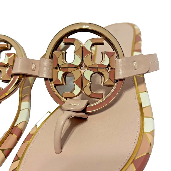 Tory Burch Miller Geometric Logo Thong Sandals Women's Size 8.5 M Nude Blush - Picture 6 of 16